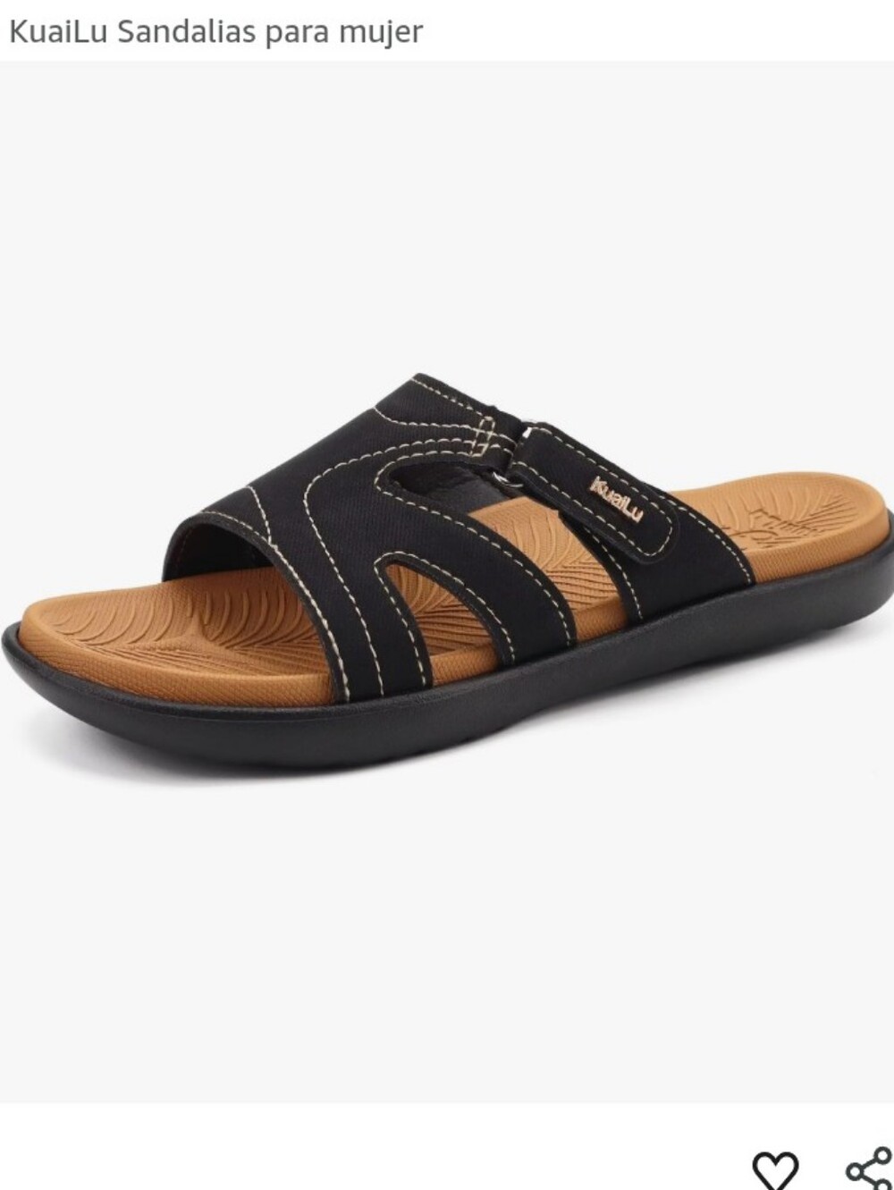 NWT.Black Slide Sandals with Tan Footbed